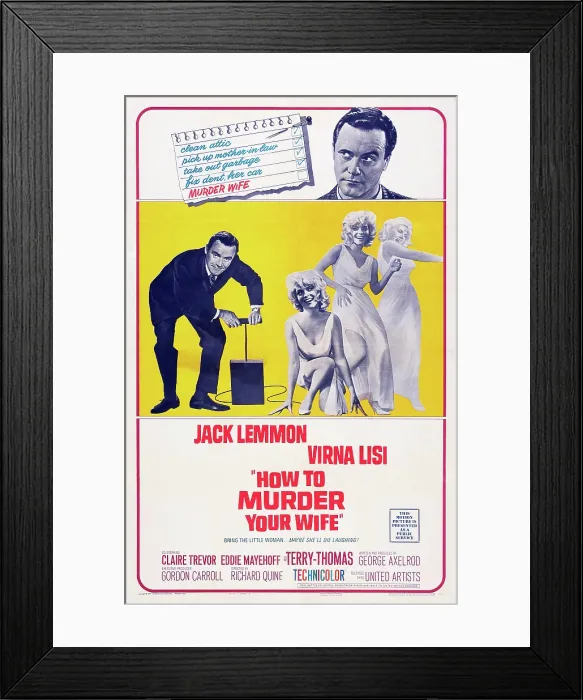 Framed Print : HOW TO MURDER YOUR WIFE, US poster art, Jack Lemmon, Virna Lisi, 1965