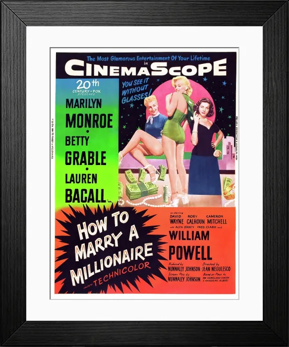 Framed Print : HOW TO MARRY A MILLIONAIRE, from left: Betty Grable, Marilyn Monroe, Lauren Bacall on poster art, 1953, TM and Copyright 20th Century Fox Film Corp Framed Print : HOW TO MARRY A MILLIONAIRE, from left: Betty Grable, Marilyn Monroe, Lauren Bacall on poster art, 1953, TM and Copyright 20th Century Fox Film Corp