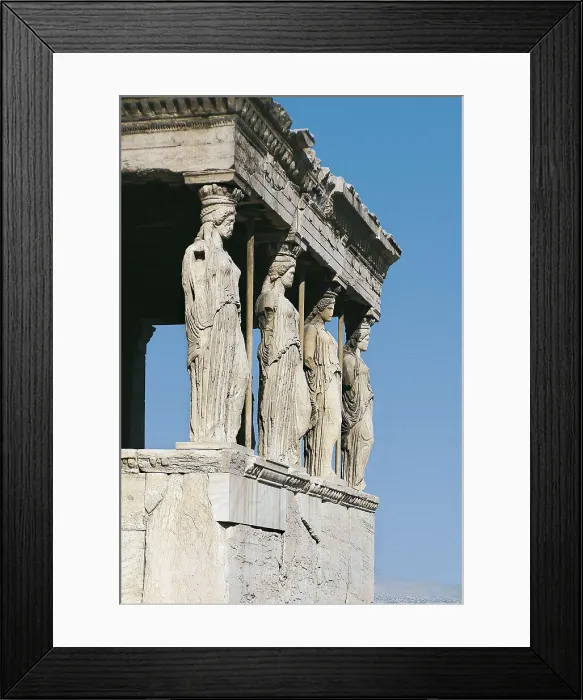 Framed Print : Erechtheion. 421 -414 BC. GREECE. Athens. Acropolis. Erechtheum or Erecththeion. Porch of the Caryatids. Classical Greek art. Architecture