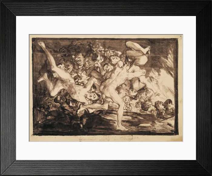 Framed Print : GOYA Y LUCIENTES, Francisco de (1746-1828). Way to Hell. 1819-1822. Watered Chinese ink. Drawing. SPAIN. Madrid. National Library. AISA / Everett Collection**US SALES ONLY**