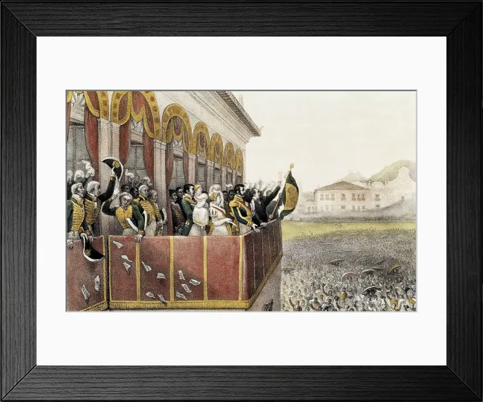 Framed Print : DEBRET, Jean Baptiste (1768-1848). Aclamation of Pedro I Emperor of Brazil, Rio de Janeiro, 7th April 1831. ca. 1831. Litography. AISA / Everett Collection**US SALES ONLY**