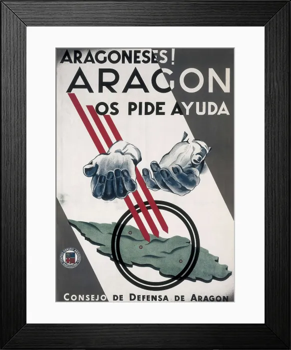 Framed Print : Spanish Civil War (1936-1939). 'Aragoneses! Aragn os pide ayuda' (Aragoneses! Aragon is asking for your help). Poster of the Aragones Worker Center edited in Barcelona Framed Print : Spanish Civil War (1936-1939). 'Aragoneses! Aragn os pide ayuda' (Aragoneses! Aragon is asking for your help). Poster of the Aragones Worker Center edited in Barcelona