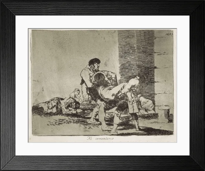 Framed Print : GOYA Y LUCIENTES, Francisco de (1746-1828). To the cementery. 1812-1815. Plate 56 of 'The Disasters of War'. Etching. SPAIN. Madrid. National Library Framed Print : GOYA Y LUCIENTES, Francisco de (1746-1828). To the cementery. 1812-1815. Plate 56 of 'The Disasters of War'. Etching. SPAIN. Madrid. National Library