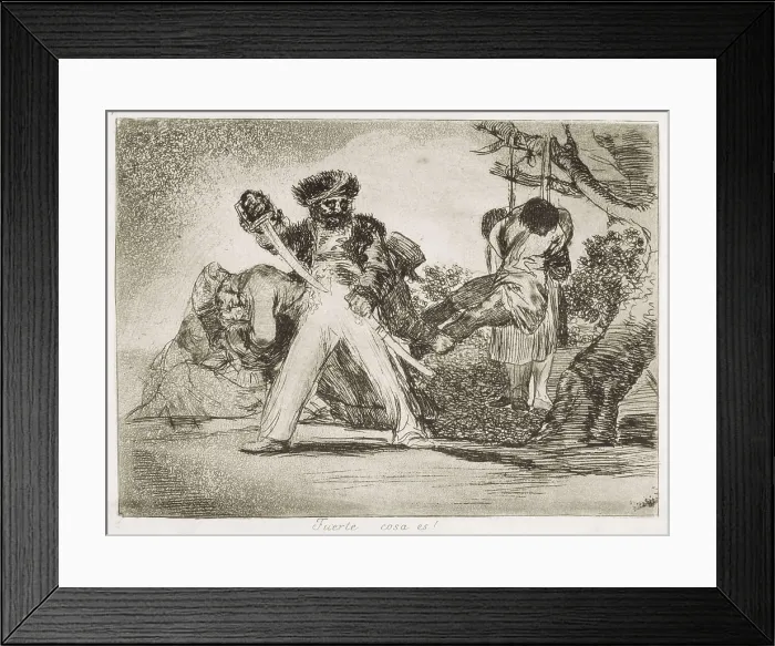 Framed Print : GOYA Y LUCIENTES, Francisco de (1746-1828). A tough one, this! 1810 - 1812. 1810-1812. Plate 31 of 'The Disasters of War'. Etching. SPAIN. Madrid. National Library