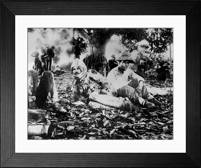 Framed Print : Wounded Spanish prisoners at Brigade hospital on San Juan Hill, Cuba, July 3, 1898 (BSLOC_2017_10_55)