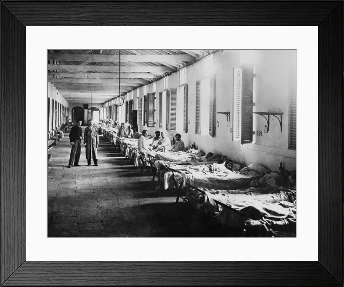 Framed Print : Men's ward in a yellow fever hospital, Havana, Cuba, ca. 1899 (BSLOC_2017_10_59)