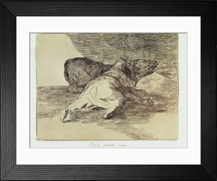 Framed Print : GOYA Y LUCIENTES, Francisco de (1746-1828). He gets something out of it. 1812-1815. Plate 40 of 'The Disasters of War'. Etching. SPAIN. Madrid. National Library