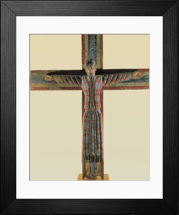 Framed Print : AISA / Everett Collection OKEEFFE, Georgia (1887-1986). Batll Majesty. 2nd half s.XII. Woodcarving, cypress (Christ) and chestnut tree (cross), with polychromy in tempera