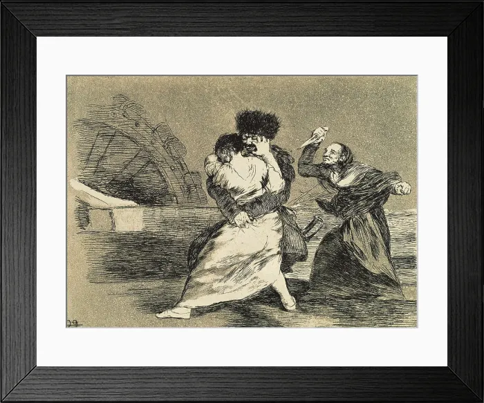 Framed Print : GOYA Y LUCIENTES, Francisco de (1746-1828). They don't like it. 1810-1812. Plate 9 of 'The Disasters of War'. Etching. SPAIN. Madrid. National Library Framed Print : GOYA Y LUCIENTES, Francisco de (1746-1828). They don't like it. 1810-1812. Plate 9 of 'The Disasters of War'. Etching. SPAIN. Madrid. National Library
