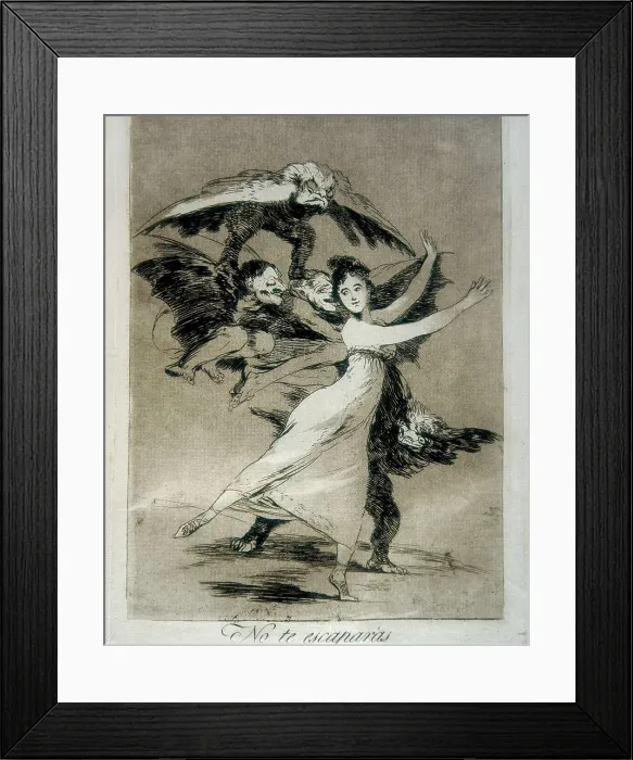 Framed Print : GOYA Y LUCIENTES, Francisco de (1746-1828). You will not escape. 1799. Plate 72 of 'Los Caprichos', etching and burnished aquatint. Etching. SPAIN. Madrid Framed Print : GOYA Y LUCIENTES, Francisco de (1746-1828). You will not escape. 1799. Plate 72 of 'Los Caprichos', etching and burnished aquatint. Etching. SPAIN. Madrid