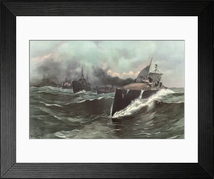 Framed Print : Spain's torpedo boat flotilla en route to Caribbean, May 1898
