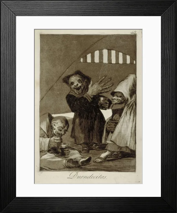 Framed Print : GOYA Y LUCIENTES, Francisco de (1746-1828). Hobgoblins. 1799. Plate 49 of 'Los Caprichos', etching and aquatint. Etching; Engraving. SPAIN. Madrid. National Library Framed Print : GOYA Y LUCIENTES, Francisco de (1746-1828). Hobgoblins. 1799. Plate 49 of 'Los Caprichos', etching and aquatint. Etching; Engraving. SPAIN. Madrid. National Library