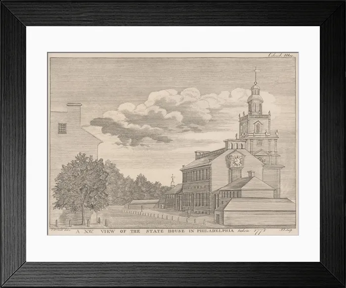Framed Print : American Revolution, Second Continential Congress, Philadelphia, 1775-1776. The 2nd Continential Congress assembled at the Statehouse in Philadelphia on September 5, 1774