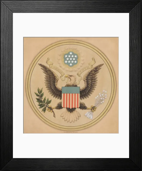 Framed Print : American Revolution, Second Continential Congress, Philadelphia, 1775-1776. Final design of the Great Seal of the United States by William Barton Framed Print : American Revolution, Second Continential Congress, Philadelphia, 1775-1776. Final design of the Great Seal of the United States by William Barton