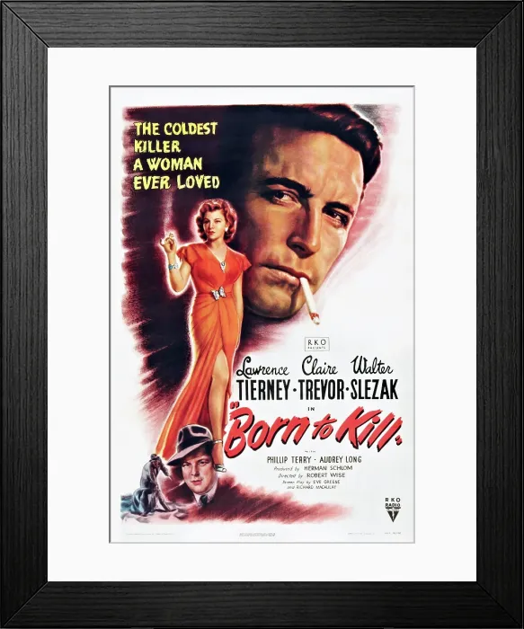 Framed Print : BORN TO KILL, Claire Trevor, Walter Slezak (bottom), Lawrence Tierney, 1947