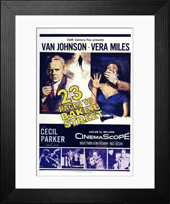 Framed Print : 23 PACES TO BAKER STREET, US poster, top from left: Van Johnson, Vera Miles, 1956, TM & Copyright 20th Century Fox Film Corp. / courtesy Everett Collection