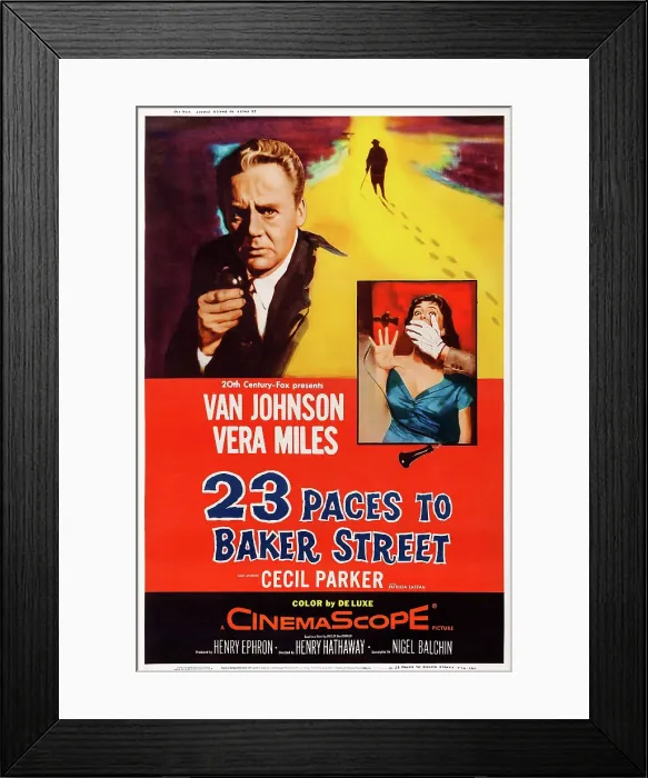 Framed Print : 23 PACES TO BAKER STREET, US poster, from left: Van Johnson, Vera Miles, 1956, TM & Copyright 20th Century Fox Film Corp. / courtesy Everett Collection Framed Print : 23 PACES TO BAKER STREET, US poster, from left: Van Johnson, Vera Miles, 1956, TM & Copyright 20th Century Fox Film Corp. / courtesy Everett Collection