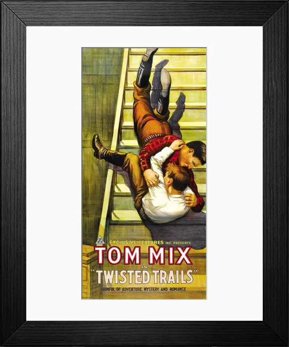 Framed Print : TWISTED TRAILS, Tom Mix on poster art, 1916 Framed Print : TWISTED TRAILS, Tom Mix on poster art, 1916