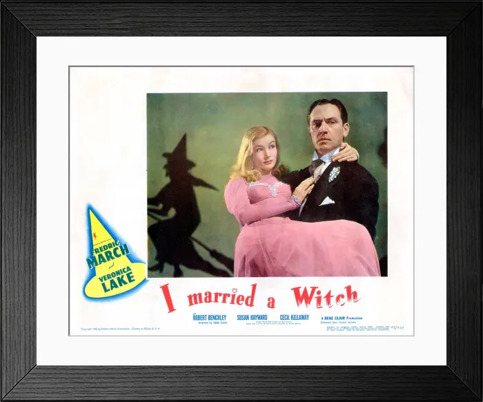 Framed Print : I MARRIED A WITCH, from left: Veronica Lake, Fredric March on lobbycard, 1942 Framed Print : I MARRIED A WITCH, from left: Veronica Lake, Fredric March on lobbycard, 1942