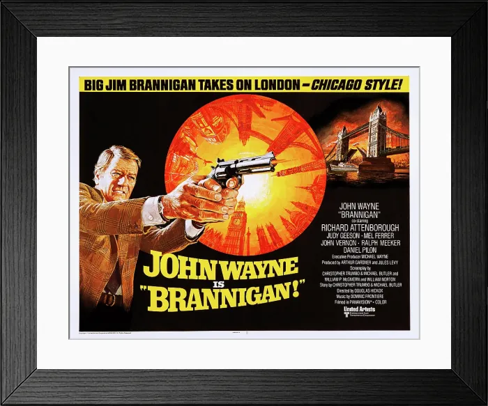 Framed Print : BRANNIGAN, US lobbycard, John Wayne, 1975