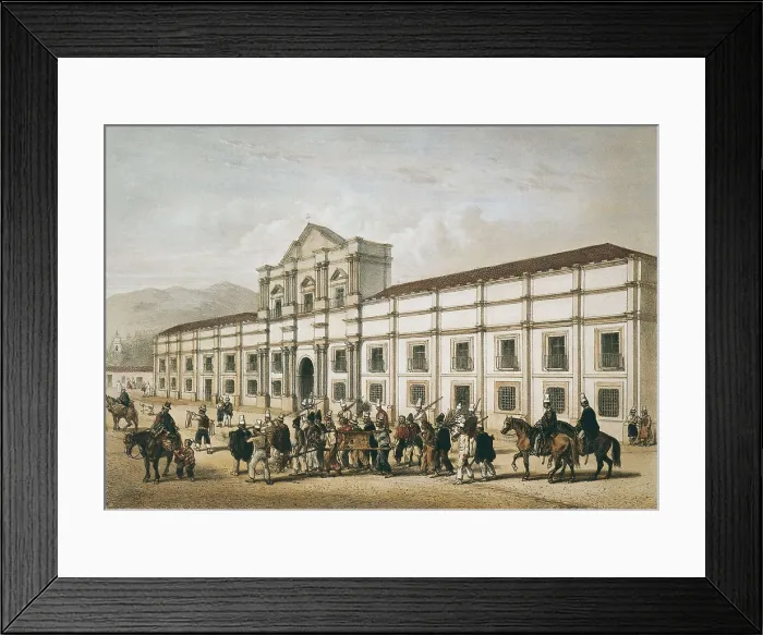 Framed Print : Santiago de Chile (1854). Casa de la Moneda and prisoners. Litography. AISA / Everett Collection**US SALES ONLY**