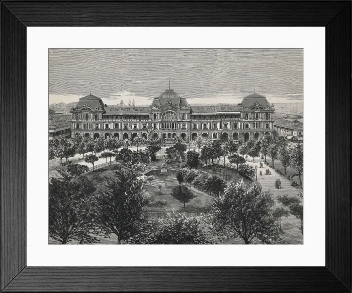 Framed Print : Chile (1883). Santiago de Chile. Arms Square and Gran Hotel Ingls. Etching. AISA / Everett Collection**US SALES ONLY** Framed Print : Chile (1883). Santiago de Chile. Arms Square and Gran Hotel Ingls. Etching. AISA / Everett Collection**US SALES ONLY**