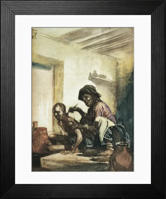Framed Print : FOUQUERAY, Charles (1869-1956). Kim. 1931. Illustration for a French edition of the novel 'Kim' by Rudyard Kipling (Paris, 1931). Drawing. SPAIN. Barcelona