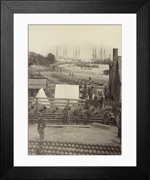 Framed Print : US Civil War, Peninsula Campaign, April-August, 1862. Union army artillery gathered on Yorktown Landing, in preparation for the Peninsula Campaign, April 1862