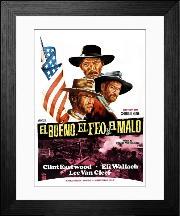 Framed Print : THE GOOD, THE BAD, AND THE UGLY, (aka IL BONO, IL BRUTTO E IL CATTIVO, aka EL BUENO, EL FEOY EL MALO), clockwise from top: Lee Van Cleef, Eli Wallach Framed Print : THE GOOD, THE BAD, AND THE UGLY, (aka IL BONO, IL BRUTTO E IL CATTIVO, aka EL BUENO, EL FEOY EL MALO), clockwise from top: Lee Van Cleef, Eli Wallach