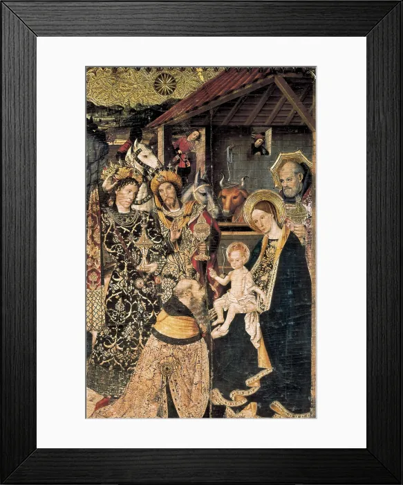 Framed Print : HUGUET, Jaume (1415-1492). Epiphany. 1465. School of Catalonia. Gothic art. Oil on wood. SPAIN. Barcelona. Barcelona City History Museum. Proc: SPAIN. Barcelona. Chapel of St