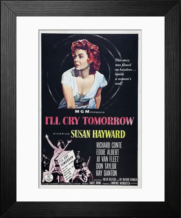 Framed Print : I'LL CRY TOMORROW, US poster art, Susan Hayward, 1955