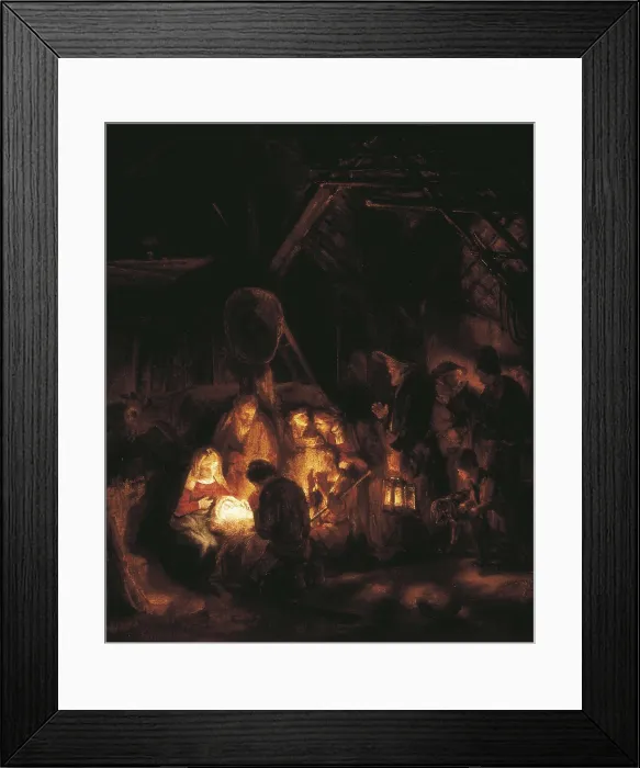 Framed Print : REMBRANDT, Harmenszoon van Rijn, called (1606-1669). The Adoration of the Shepherds. 1646