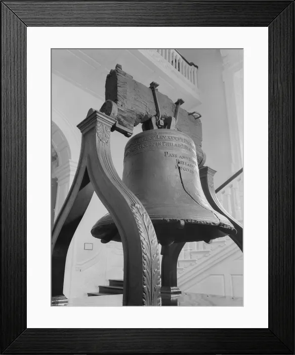 Framed Print : Liberty Bell on display in the State House (Independence Hall), Philadelphia, c. 1940 Framed Print : Liberty Bell on display in the State House (Independence Hall), Philadelphia, c. 1940