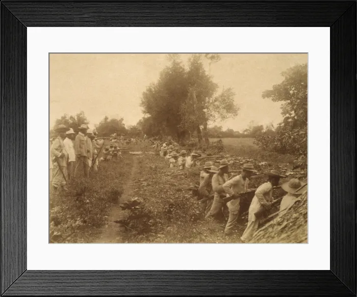 Framed Print : Philippine revolutionary soldiers fire in the trenches at Malate, Philippines, in Feb. 1899 Framed Print : Philippine revolutionary soldiers fire in the trenches at Malate, Philippines, in Feb. 1899