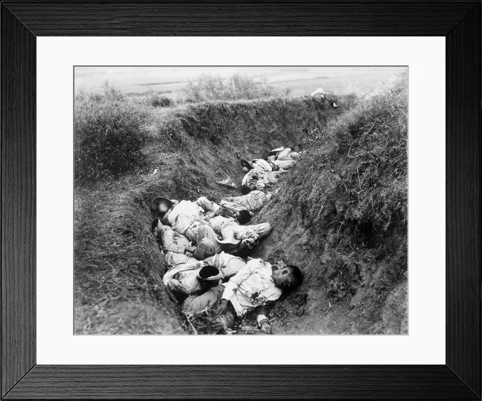 Framed Print : Filipino casualties on the first day of Philippine-American War, Feb. 5, 1899. Insurgent dead fell in the trench near Santa Ana, Feb. 5, 1899