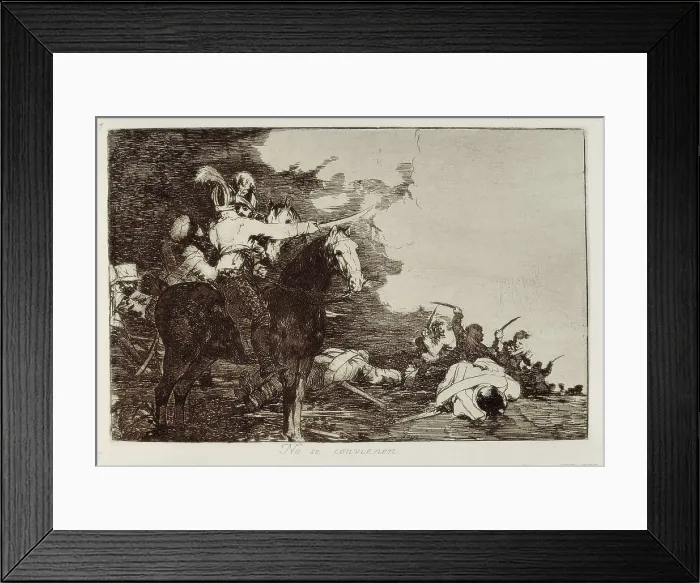 Framed Print : GOYA Y LUCIENTES, Francisco de (1746-1828). They do not agree. 1810-1812. Plate 17 of 'The Disasters of War'. Etching. SPAIN. Madrid. National Library