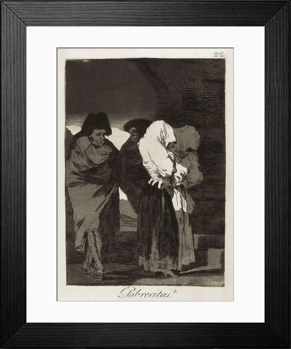 Framed Print : GOYA Y LUCIENTES, Francisco de (1746-1828). Poor little girls!. 1797 - 1799. Plate 22 of 'Los Caprichos', etching and burnished aquatint. Etching; Engraving. SPAIN