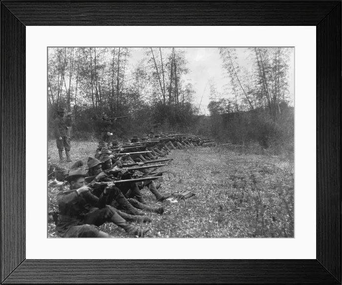 Framed Print : Oregon Volunteer Infantry on firing line, Pasig, Philippine Islands, March 14-15, 1899. The picture was taken just before a general advance during the Philippine-American War