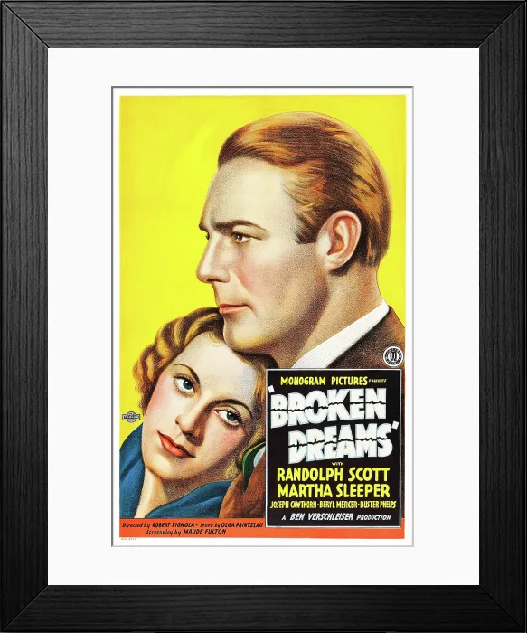 Framed Print : BROKEN DREAMS, US poster art, from left: Martha Sleeper, Randolph Scott, 1933