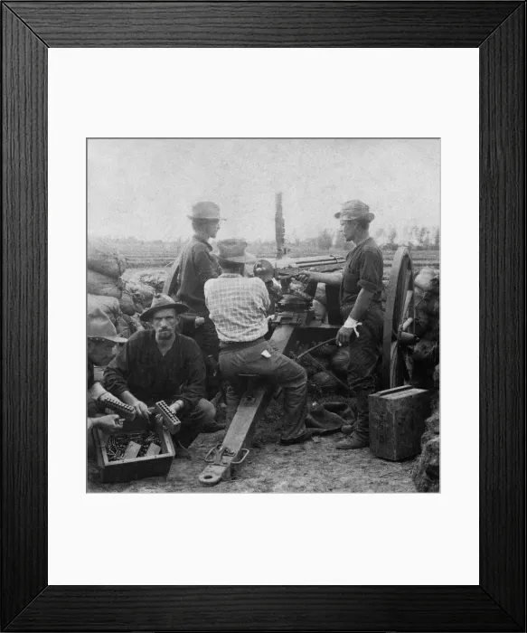 Framed Print : Gatling gun trained on the Filipinos, near Manila, in Philippine-American War in 1899 Framed Print : Gatling gun trained on the Filipinos, near Manila, in Philippine-American War in 1899