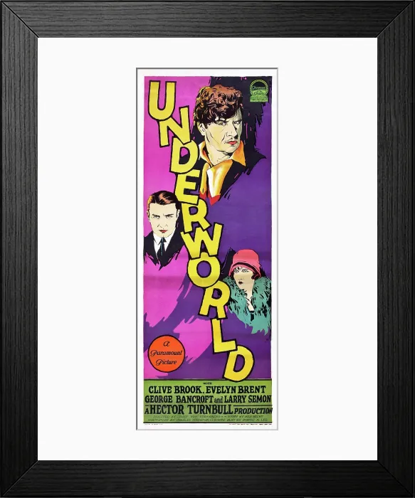 Framed Print : UNDERWORLD, top to bottom: George Bancroft, Evelyn Brent, Clive Brook, 1927
