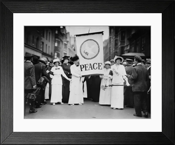 Framed Print : American womens peace parade in New York City, shortly after the start of World War I. On Aug