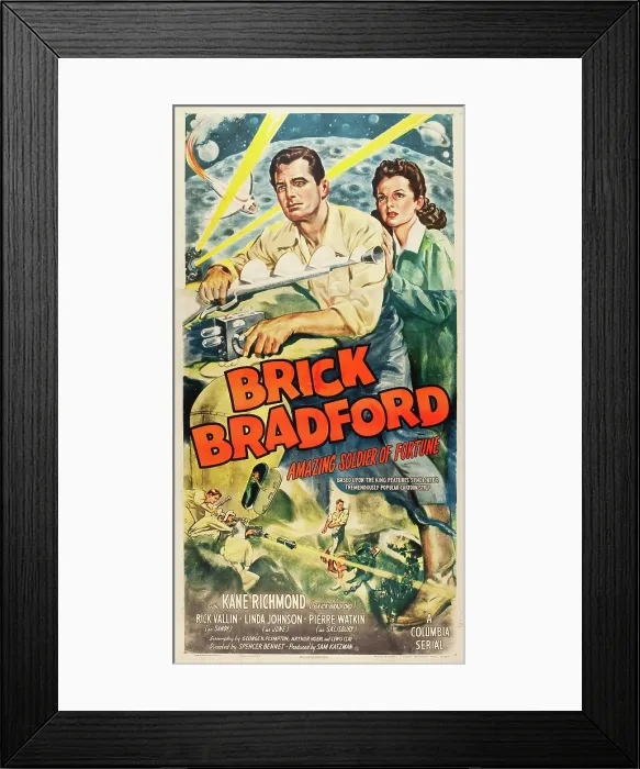 Framed Print : BRICK BRADFORD, l-r: Kane Richmond, Linda Leighton on US poster art, 1947