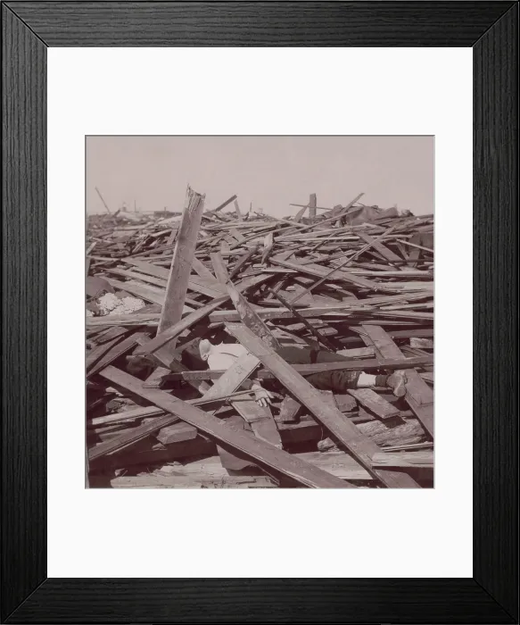 Framed Print : A dead man under wood planks after the Galveston, Texas, hurricane of Sept 8, 1900 Framed Print : A dead man under wood planks after the Galveston, Texas, hurricane of Sept 8, 1900