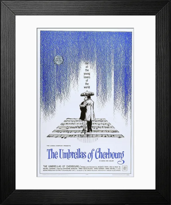 Framed Print : THE UMBRELLAS OF CHERBOURG, (aka LES PARAPLUIES DE CHERBOURG), poster art, 1964 Framed Print : THE UMBRELLAS OF CHERBOURG, (aka LES PARAPLUIES DE CHERBOURG), poster art, 1964