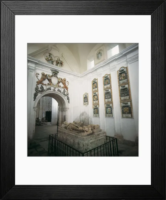 Framed Print : CID, Rodrigo Daz de Vivar, called The (1043-1099). First sepulchre of The Cid and Dona Jimena placed at the sepulchral chapel in the Monastery of Cardeas, next to the central nave