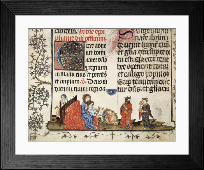 Framed Print : Missal of Sant Cugat del Valls. s.XV. Christ Pantokrator with Tetramorph. Catalan school. Gothic art. Miniature Painting. SPAIN. Barcelona. Royal Archive of the Crown of Aragon