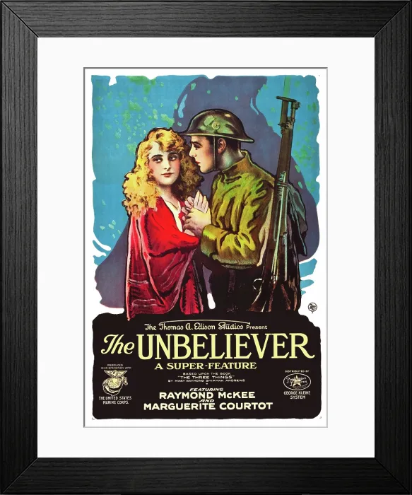 Framed Print : THE UNBELIEVER, l-r: Marguerite Courtot, Raymond McKee on poster art, 1918 Framed Print : THE UNBELIEVER, l-r: Marguerite Courtot, Raymond McKee on poster art, 1918