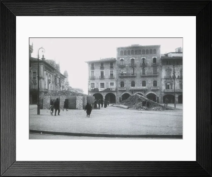 Framed Print : SPAIN. Vic. Spanish Civil War (1938). Anti-aerial shelters in the Main Square of Vic. AISA / Everett Collection**US SALES ONLY**