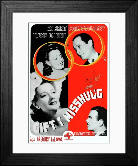 Framed Print : UNFINISHED BUSINESS (aka GIFT I MISSHUGG), Irene Dunne, Robert Montgomery, Preston Foster, (Swedish poster art), 1941 Framed Print : UNFINISHED BUSINESS (aka GIFT I MISSHUGG), Irene Dunne, Robert Montgomery, Preston Foster, (Swedish poster art), 1941